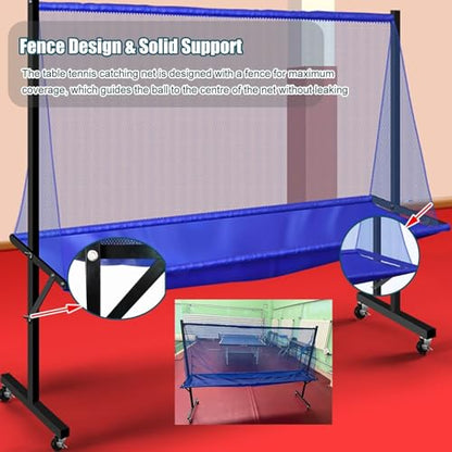 Park/Community/School Ping Pong Collecting Net, Movable Table Tennis Ball Return Training Tool/Trainer for Beginners Intermediate Advanced Competitions Practice, Easy Set Up