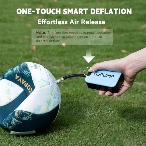 TOPUMP Electric Ball Pump with Inflation & Deflation, Portable Rechargeable Ball Pump with Pressure Gauge (Max 20PSI), Suitable for Basketball, Soccer, Volleyball and Rugby