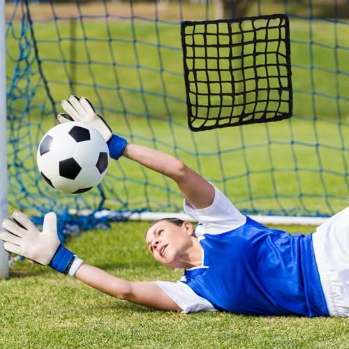 Penitue 6 Pack Universal Sports Net Repair Kit with 100 Nylon Zip Ties, 20x20cm/8x8in Polyester Netting Hole Patches for Soccer Hockey Football Golf Goal Nets Baseball Batting Cages (Black)