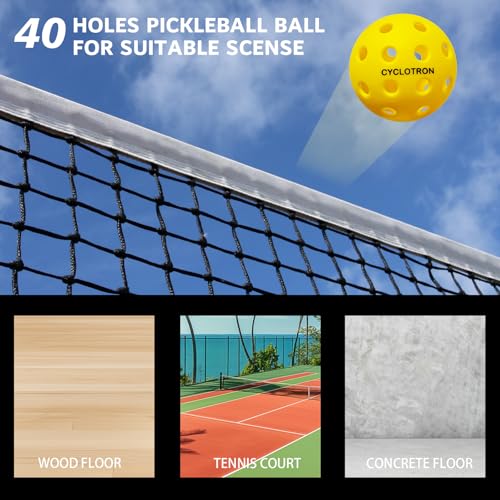 cyclotron 6-Pack Premium Pickleball Balls - USAP Approved, 40 Holes Outdoor/Indoor Pickle Balls with Bag, Perfectly Balanced, High Bounce True Flight, Pickle Ball for Tournament Play - color: yellow