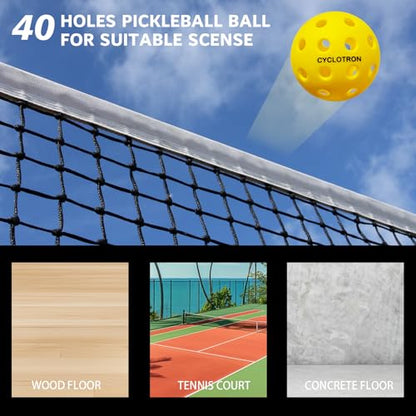 cyclotron 6-Pack Premium Pickleball Balls - USAP Approved, 40 Holes Outdoor/Indoor Pickle Balls with Bag, Perfectly Balanced, High Bounce True Flight, Pickle Ball for Tournament Play - color: yellow