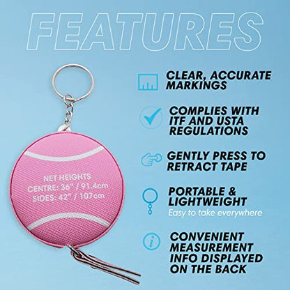 Scoring Right Net Checker Tennis Net Height Measuring Tape and Keyring - color: Pink
