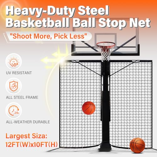 Basketball 2-in-1 Backstop Net+Light Mount System, Standalone Backstop Net, Standalone Light Mount Frame for Backyard Family Play, Fits Standard Hoops(Light NOT Included) - size: 8"×8", style: Standalone Backstop Net