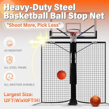 Basketball 2-in-1 Backstop Net+Light Mount System, Standalone Backstop Net, Standalone Light Mount Frame for Backyard Family Play, Fits Standard Hoops(Light NOT Included) - size: 6"×8", style: Standalone Backstop Net