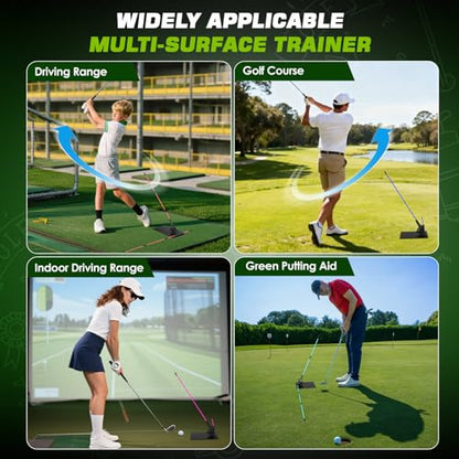 Pro Golf Alignment Sticks Holder – Adjustable Swing Plane Trainer with Weighted Base | Golf Training Aid for Swing Path, Putting & Aiming (Black Scale) - Not Included Alignment Sticks