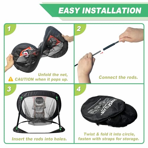 SENSECLUB Foldable Chipping Net with Mat & Balls, Indoor Golf Practice Chipping Target, Backyard Golf Game & Gifts - style: Square Net +Mat +Balls