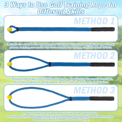 Weighted Premium Golf Rope Swing Trainer, Professional Golf Swing Rope, Warm-Up Training Tempo Aids with Ball and Grip to Improve Speed, Rhythm, Flex & Strength for All-Level Golfers - color: Blue