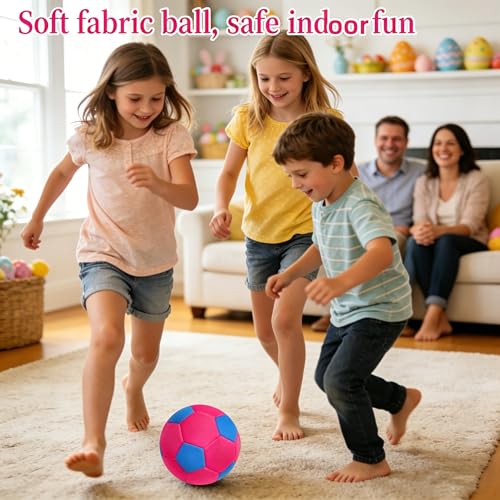 Indoor Soccer Balls Size 4, Soft Safe Silent Soccer Ball for Inside House Kids Aged 8-12 Youth Fun Soccer Gifts for Girls Boys Birthday Easter Back to School