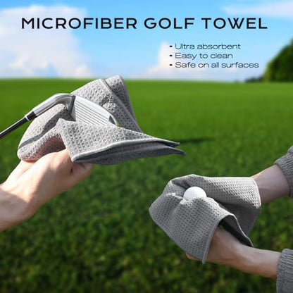 Golf Club Cleaner with 360° Rotating Protective Cover, Magnetic Golf Brush and Towel Cleaning Set, Best Golf Gift Essential Golf Bag Accessories for Men