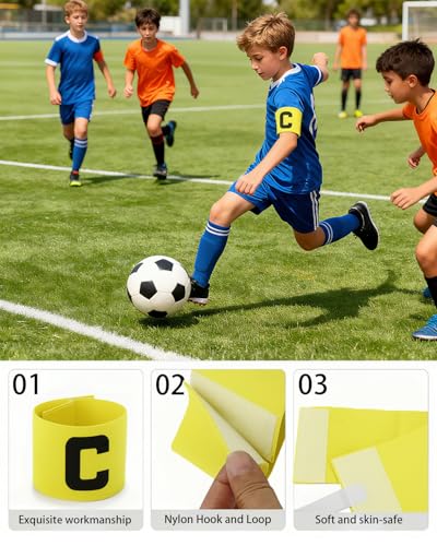 Captain's Armband Soccer Football Rugby Captain Armbands for Youth and Adult,Anti-Drop Design - Pack of 6 - color: 6 Yellow