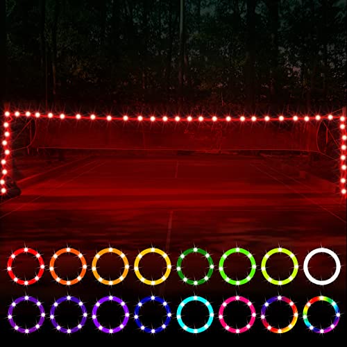 LED Badminton Net Light, 17Ft Remote Control LED Rim Light, 16 Color Change by Yourself, Waterproof, A Good Addition for Playing Junior Tennis, Kids Volleyball, Soccer, and Backyard Games
