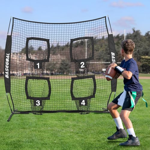 BaseGoal 6x6 Ft Football Nets for Throwing,Football Target,Quarterback Training Equipment with 4 Target Pockets for Improving Football Accuracy Throwing - color: black