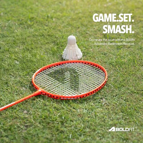 Boldfit Aluminium Badminton Racket With Full Cover Bag - Lightweight Wide Face Shuttle Bat for Match Play - Blue - color: Blue-Orange