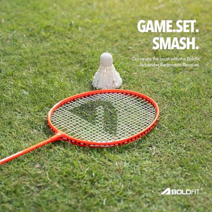 Boldfit Aluminium Badminton Racket With Full Cover Bag - Lightweight Wide Face Shuttle Bat for Match Play - Blue - color: Blue-Orange
