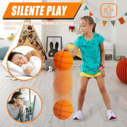 Silent Basketball Size 7(29.5“), Soft Foam Ball Soundless for Quiet Dribbling and Indoor Training, Grooved Airless Higher Bounce Ball for Indoor Games