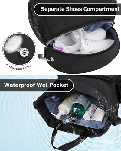 RHDZO Drawstring Backpack Gym Backpack with Shoe Compartment for Men Women String Sports Bag with Wet Pocket Cinch Swim Beach Bag, Large Black - color: Large Black