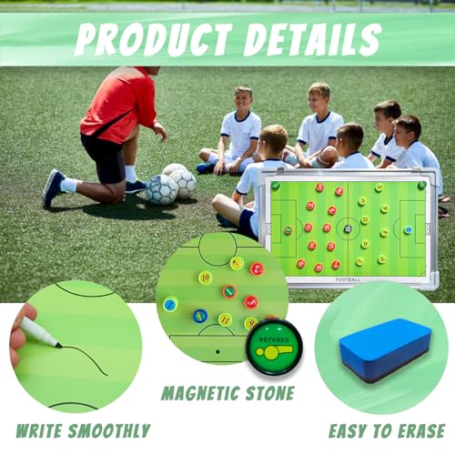 PhantomSky Portable Professional Soccer/Football Aluminum Alloy Tactics Board Coaching Board Strategy Board with Magnetic Markers, Pen, Eraser and Portable Storage Bag (Size: 45 x 30cm)