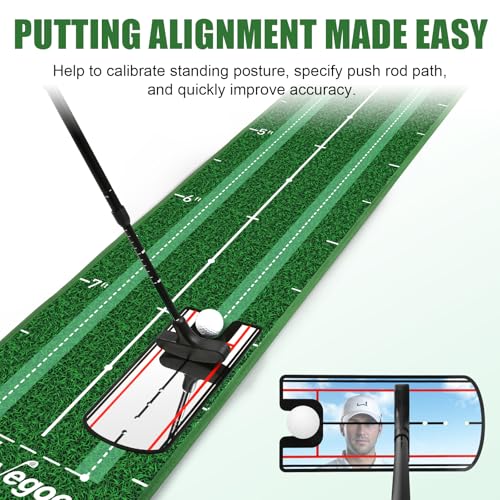 Golf Putting Green Indoor Putting Mat with Auto Ball Return, Solid Wood Base and Crystal Velvet Mat, Ideal for Home, Office, Golf Practice, and Outdoor Use (No Batteries Included)