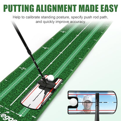 Golf Putting Green Indoor Putting Mat with Auto Ball Return, Solid Wood Base and Crystal Velvet Mat, Ideal for Home, Office, Golf Practice, and Outdoor Use (No Batteries Included)