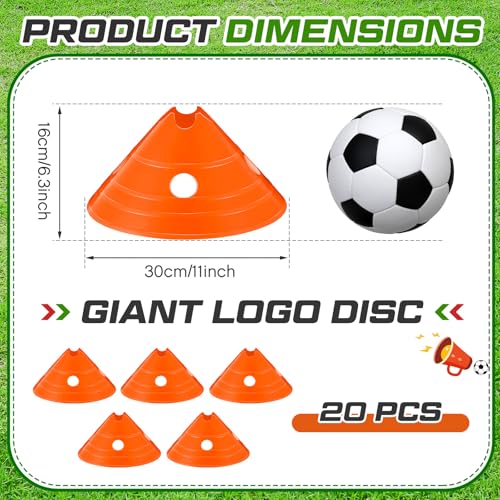 Jumbo Disc Cones Jumbo Soccer Cones with Mesh Bag Giant Large Agility for Soccer Training Adult Sports - color: Orange