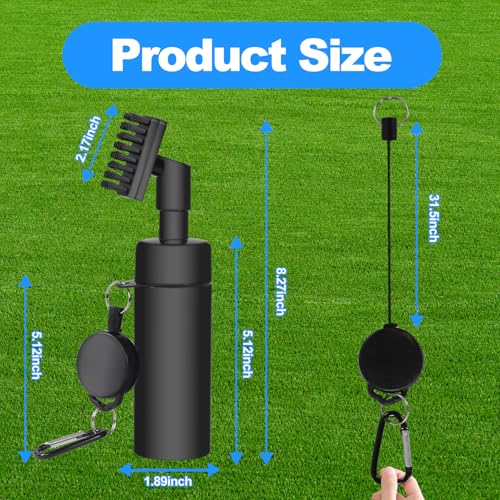 Golf Club Brush Cleaner with Water Bottle 7.5 Inches Holds 4 Ounces of Water - 2 Pack Pro Golf Club Cleaner Brush with Heavy Duty Retractable Clip - Golf Accessories