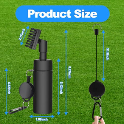 Golf Club Brush Cleaner with Water Bottle 7.5 Inches Holds 4 Ounces of Water - 2 Pack Pro Golf Club Cleaner Brush with Heavy Duty Retractable Clip - Golf Accessories
