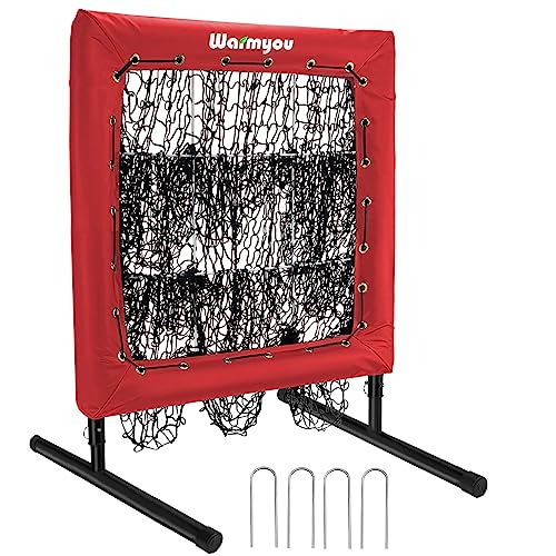 Pitching Net, Portable 9 Hole Baseball & Sotball with Strike Zone - Height Adjustable Easy Setup for Indoor/Outdoor