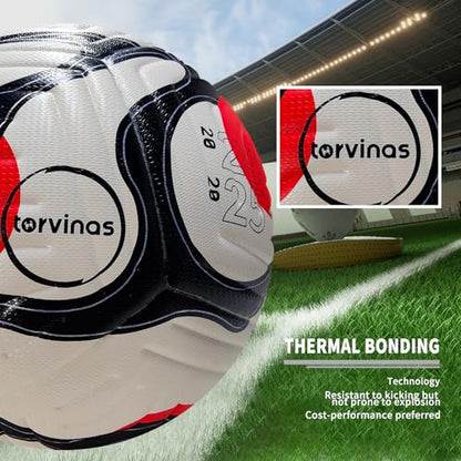 Soccer Ball Size 5,4 – Thermal Bonded Waterproof PU Leather, Professional Training & Match Ball for Youth & Adults, with Pump & Bag, Training Gift Set - color: red