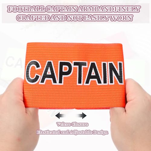 Soccer Captain, Soccer Captain Armbands Elastic Adjustable Leader Armband Sport Protective Arm Badge Band for Adult Football Volleyball Team Training (6 Pack, Orange/Bright Green)