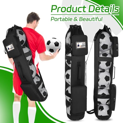 Skureay Basketball Bag for Team Balls, Heavy Duty Basketball Coashes Bag - 5 Basketballs Mesh Bag for Coaching/Basketabll Accessories