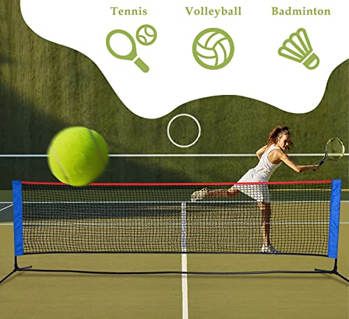 MiniTang Retractable Tennis Net - 10x5.2FT Portable Adjustable Height Steel Frame Net for Pickleball Volleyball Badminton, for Backyard Driveway Camping with Carry Bag
