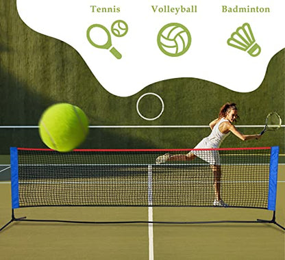 MiniTang Retractable Tennis Net - 10x5.2FT Portable Adjustable Height Steel Frame Net for Pickleball Volleyball Badminton, for Backyard Driveway Camping with Carry Bag