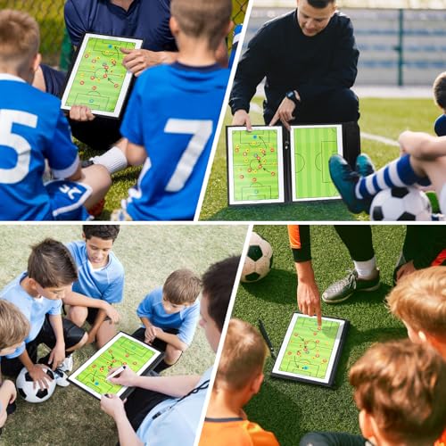 Foldable Magnetic Soccer Coaching Board, Portable Football Tactics Strategy Board with Dry Erase Markers and Magnetic Markers for Coaches Training, Great Gift for Kids Soccer Coach.