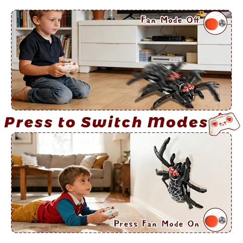 Wall Climbing Remote Control Spider, Rechargeable RC Wall Crawler Spider Robot with High Speed & 360° Rotation, Funny Prank Toys Gifts for Boys & Girls Age 3+ (Black) - style: black webbed spider