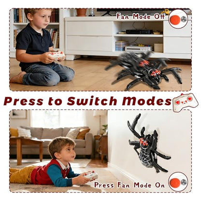 Wall Climbing Remote Control Spider, Rechargeable RC Wall Crawler Spider Robot with High Speed & 360° Rotation, Funny Prank Toys Gifts for Boys & Girls Age 3+ (Black) - style: black webbed spider