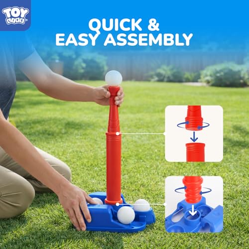 TOY Life T-Ball Set for Toddlers Ages 3-5 – Kids Baseball Set with Bat, Tee and 6 Balls – Outside Toys & Birthday Gift for 3, 4, 5, 6, 7, 8 Year Old Boys - size: Tee & Bat