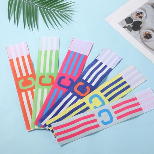 6PCS Soccer Captain Armband, Adjustable Elastic Arm Bands for Football Basketball Player, Nylon Wristband for Adult Youth