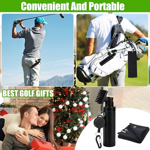 Golf Clubs Cleaning Kits, Golf Brush and Towel, Club Cleaner Accessories with Retractable Squeeze 5 oz Water Bottle, Groove Scrubber Cleaner for Golf Cart Accessories Gift Stuff for Men Women
