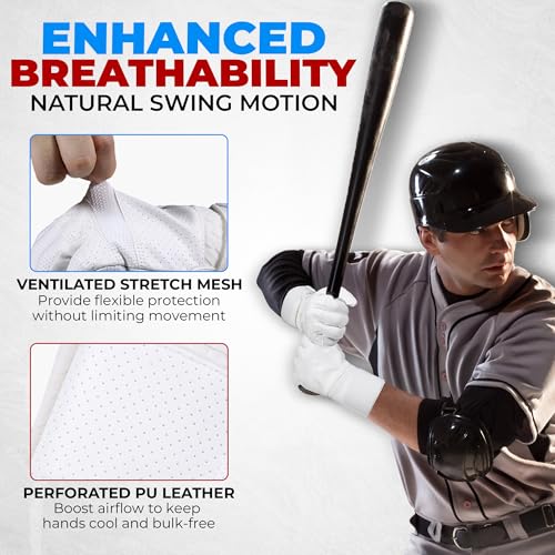 HANDLANDY Baseball Batting Gloves for Men & Women, Breathable Softball Batting Gloves with Long Cuff for Adult