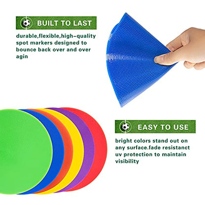 Spot Markers 4.72 Inch 9 Inch Non Slip Rubber Floor Markers Flat Field Cones Poly Dots for Soccer Basketball Sports Speed Agility Training and Drills - style: 9inch 30pcs