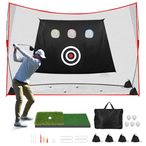Golf Net: 10x7ft Heavy Duty Golf Practice Net for Indoor/Outdoor Training, Portable Golf Hitting Net with Carry Bag, Ideal Golf Training Aid for Golfers Backyard Driving Chipping Swing (Standard) - style: 10x7ft pro