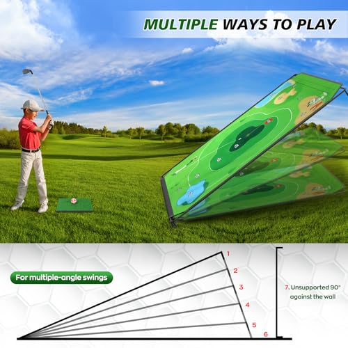 BaiYuan Golf Chipping Game Set for Dads & Junior Golfers, Indoor, Outdoor Backyard & Lawn Fun with 2 Golf Clubs, 24 Sticky Balls, Putting Mat & Carry Bag, Family Yard Target Game - size: 71"x71"