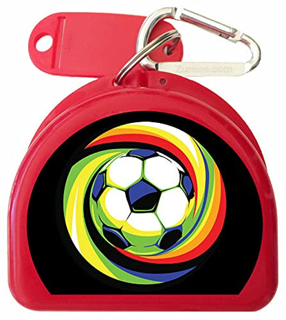Soccer Mouth Guard case, Mouthguard case, Retainer Case - Soccer Power Ball - color: Red