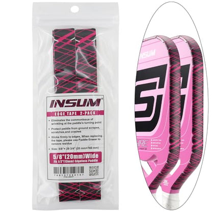INSUM Pickleball Paddle Edge Guard Tapes Protection Tapes, Pre-Cut V, 20/23/26mm Width Protective Tapes for All Thickness Edges - color: Line-Pink, size: Width 20mm