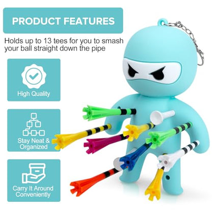 Golf Tee Holder, Ninja Portable Funny Golf Tees Holder Keychain Golf Gift Golf Accessories for Men & Women - color: Blue