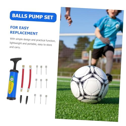 Ciieeo 14pcs Manual Mini Balls Inflator Set with Ball Needles, Blue Portable Pump Kit for Basketball Soccer Football Inflation, Handheld Sports Air Pump for Team Training and Games