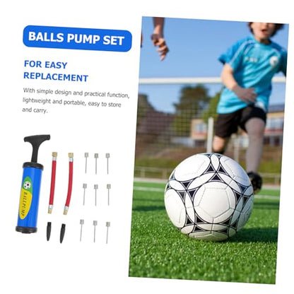 Ciieeo 14pcs Manual Mini Balls Inflator Set with Ball Needles, Blue Portable Pump Kit for Basketball Soccer Football Inflation, Handheld Sports Air Pump for Team Training and Games