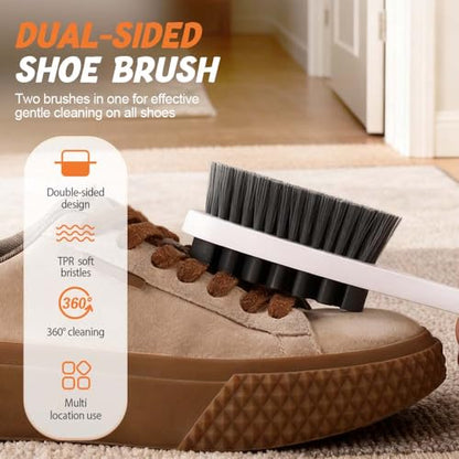 Suede Shoe Brush and Eraser,2 in 1 Scrub Suede Shoe Brush, Rubber Polish Eraser with Soft Plastic Bristles for Nubuck Cleaning (White Handle/2pcs) - color: White Handle/2pcs