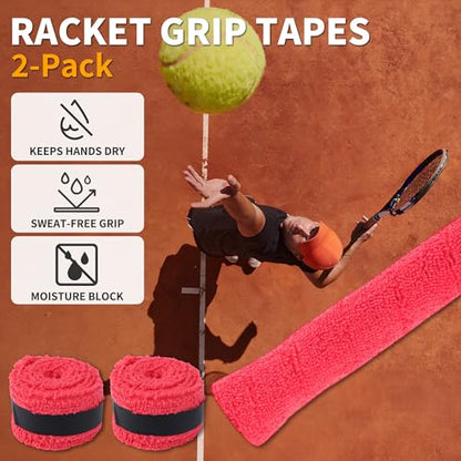2 Pcs Tennis Racket Grip Tape, Towel Tennis Overgrip Tape, Anti-Slip Absorbent Grip, Racket Overgrip Tape,9 Colors - color: Red