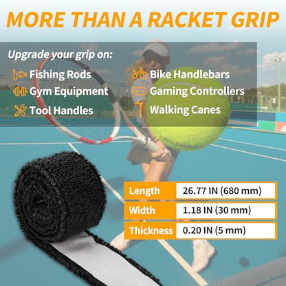 2 Pcs Tennis Racket Grip Tape, Towel Tennis Overgrip Tape, Anti-Slip Absorbent Grip, Racket Overgrip Tape,9 Colors - color: Black
